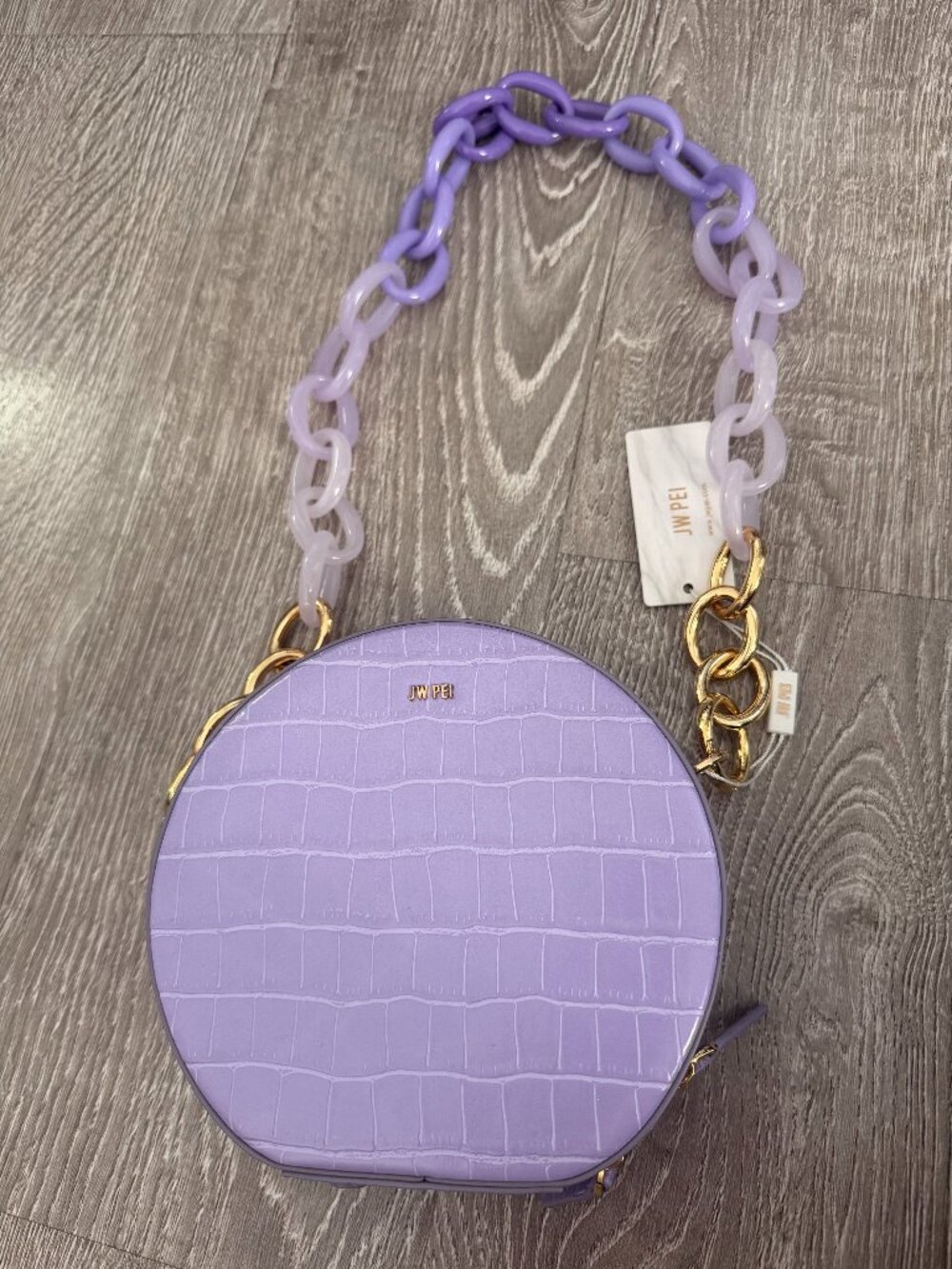 JW PEI Luna Gradient Acrylic Chain Circle Shoulder Bag : Purple Croc